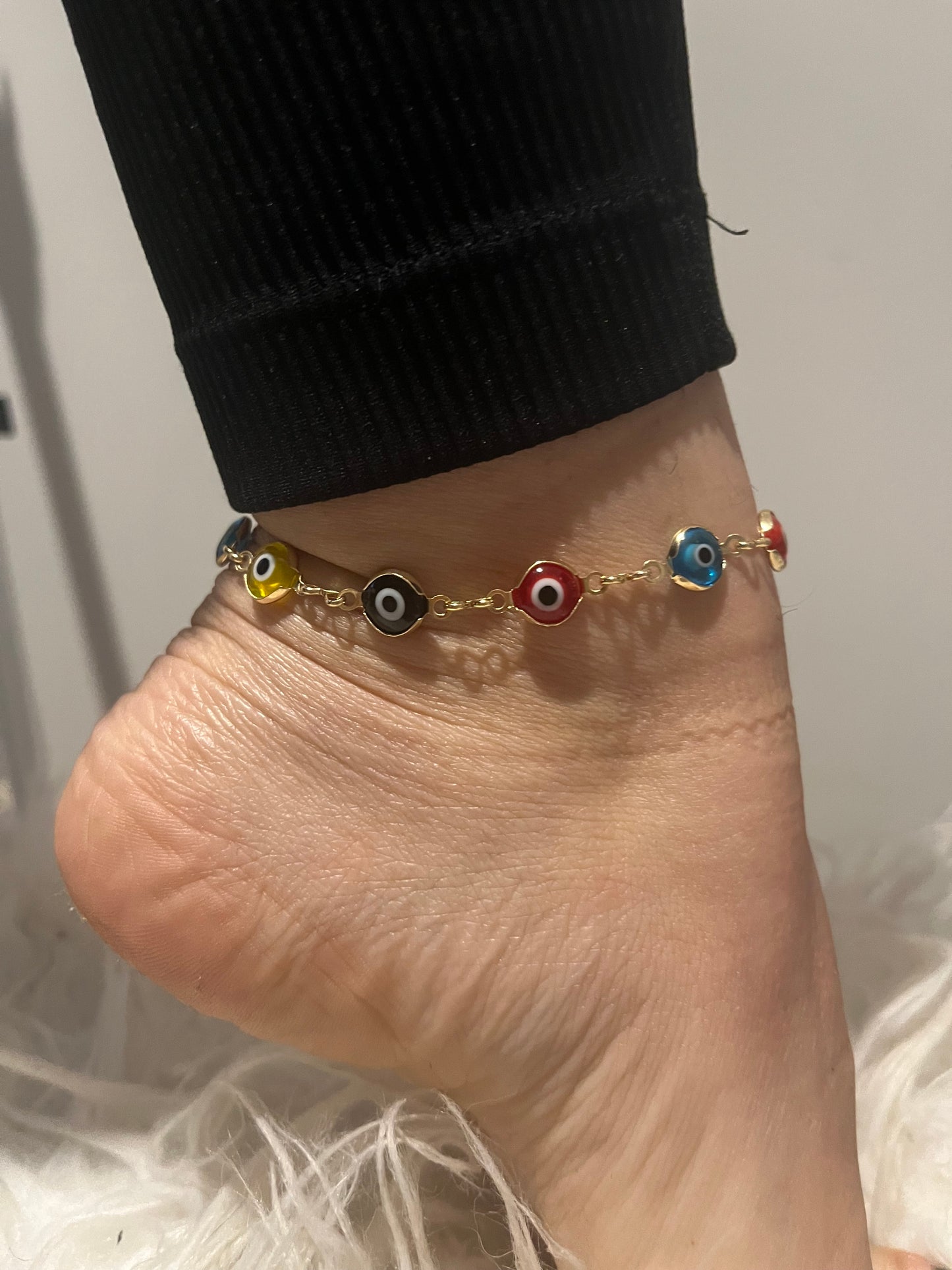 Multi Colored Evil Eye Anklet