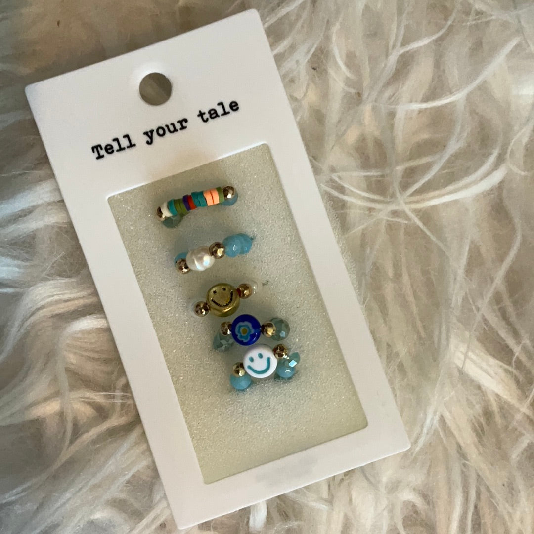Baby blue stretchy ring set