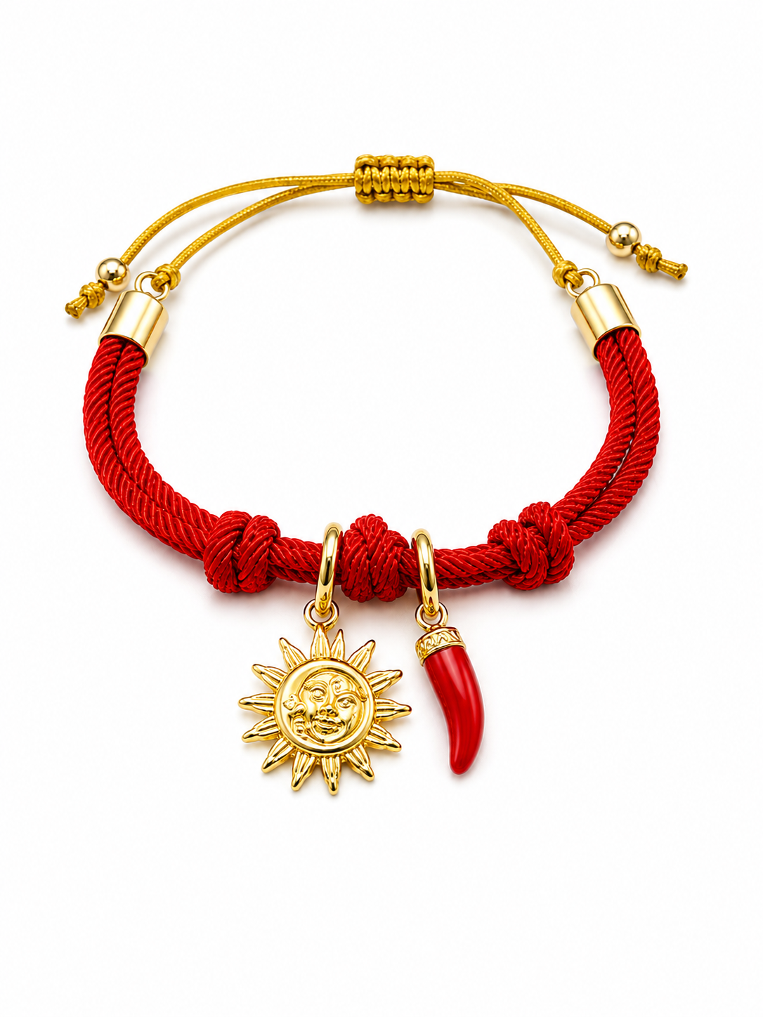 ❤️ Pulsera Roja Sol & Cuerno Protector