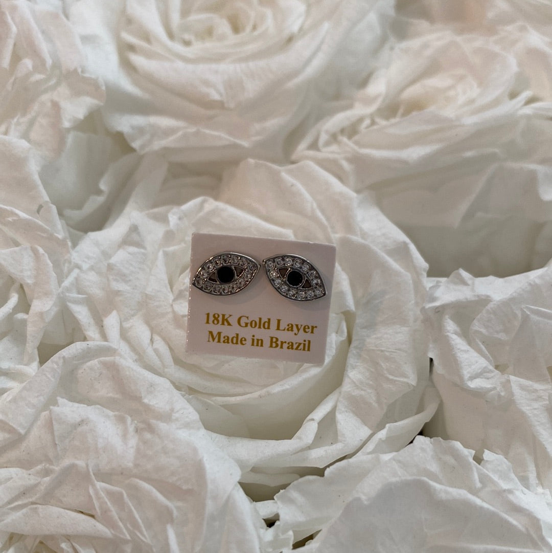 SilverEvil eye Earrings with Black Eye