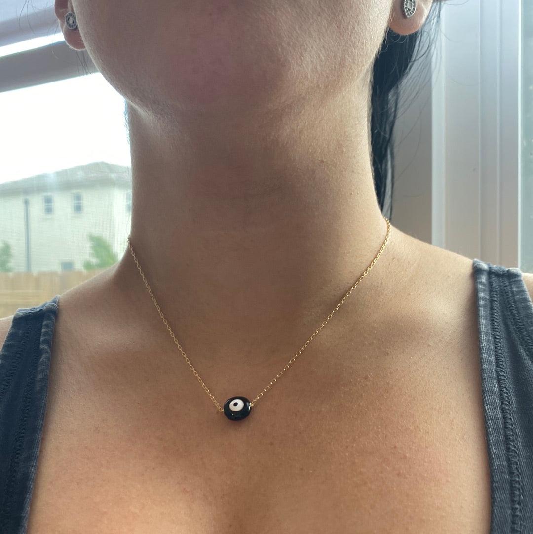 Black Evil Eye Necklace with Gold Chain - Life with JessicaS