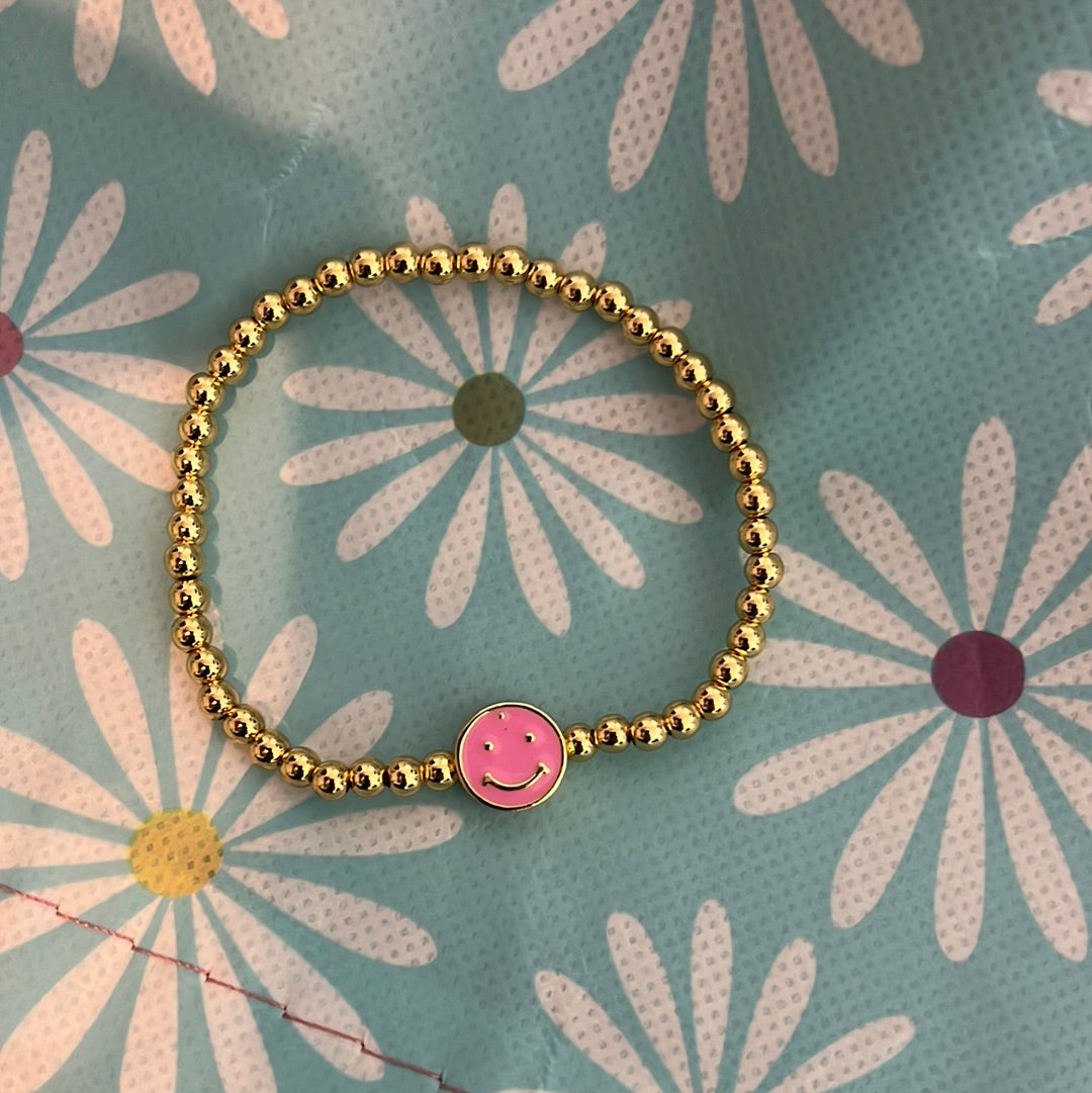 Pink Smiley Stretchy Bracelet