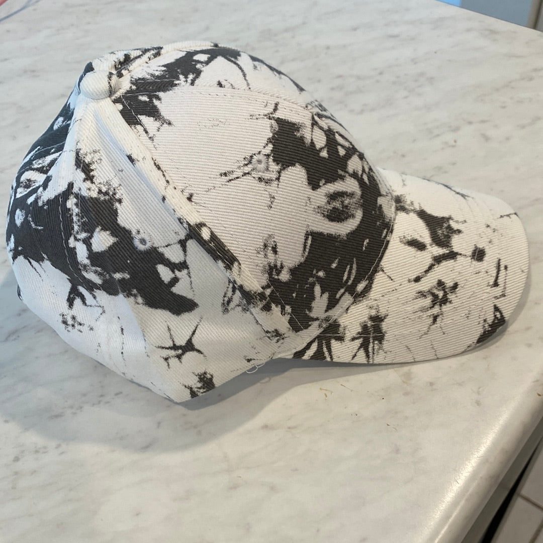 Grey Marbled Print Hat Unisex