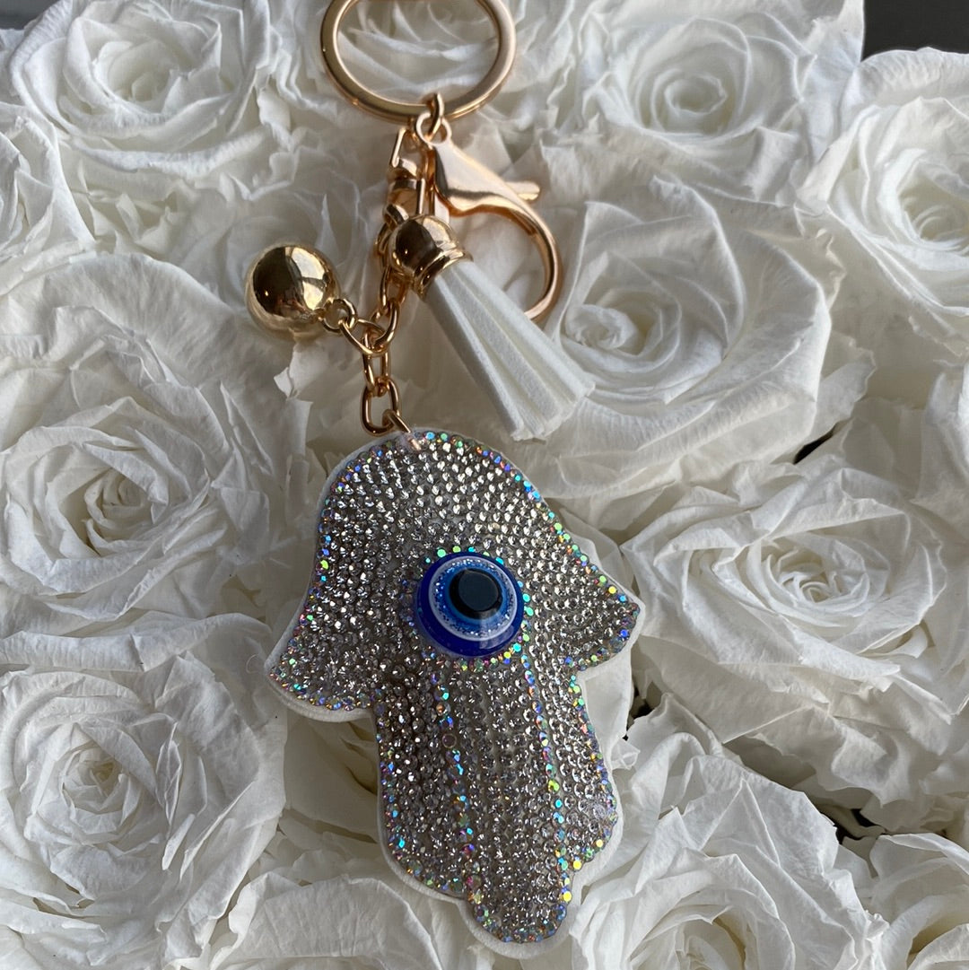 White Evil Eye Keychain/Llavero