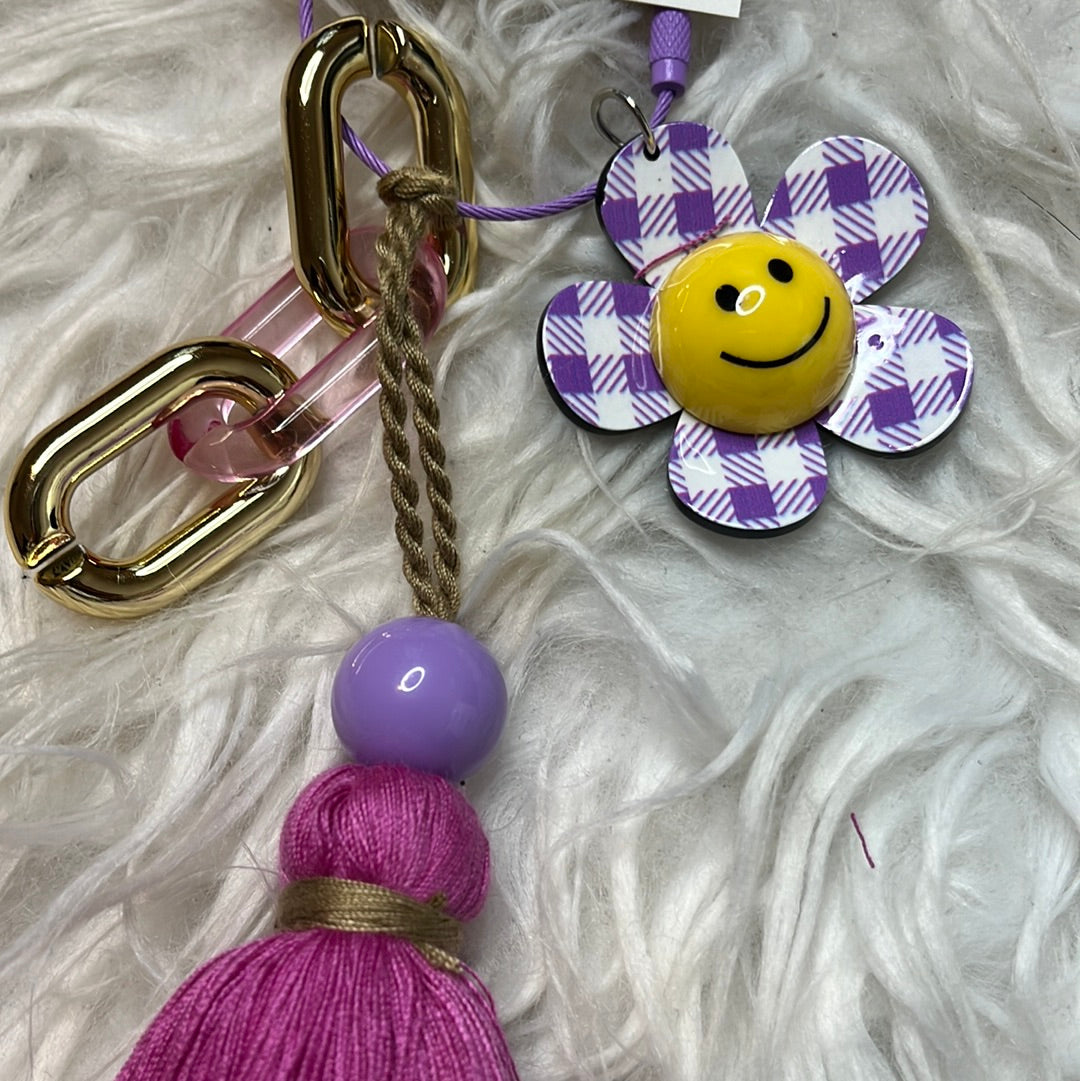 Smiley Face Purple Keychain