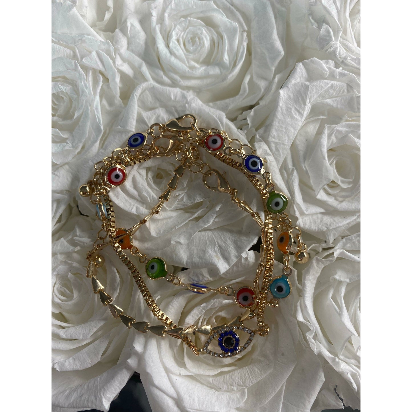 3 piece Evil Eye Bracelets Gold - Life with JessicaS