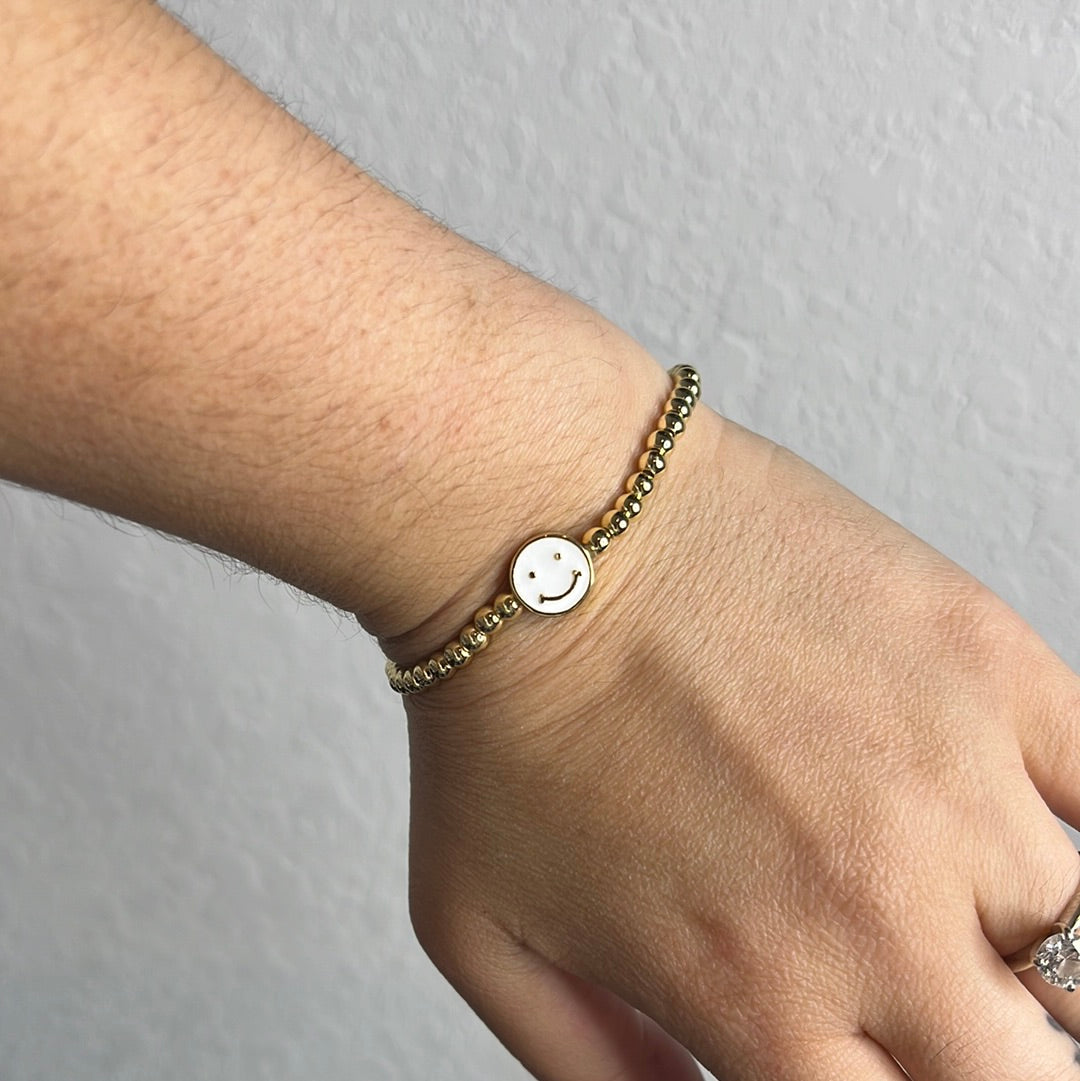 White Smiley stretchy Bracelet