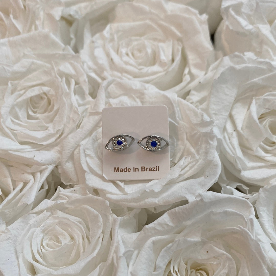 Silver Eye Earrings blue eye
