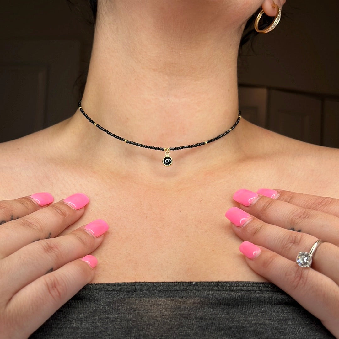 Black Evil Eye Choker Necklace