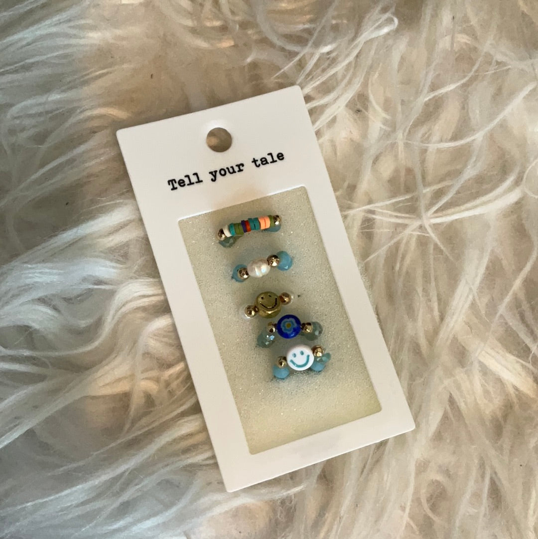 Baby blue stretchy ring set