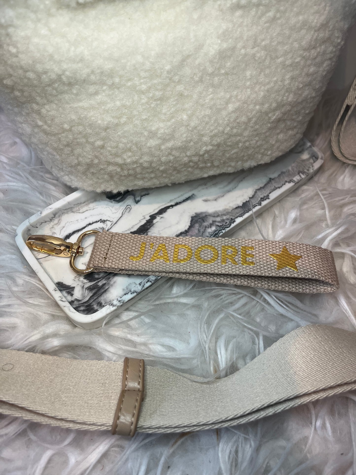 Beige and Gold Keychain and Bagcharm
