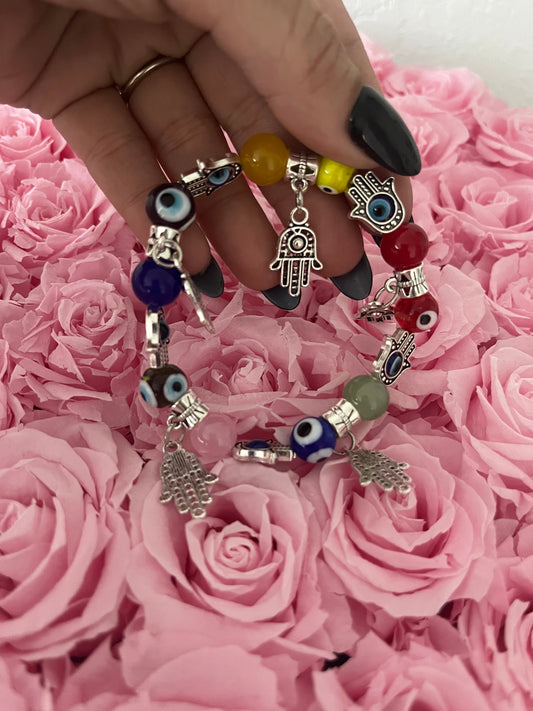 Evil eye/hamsa hand charm bracelet