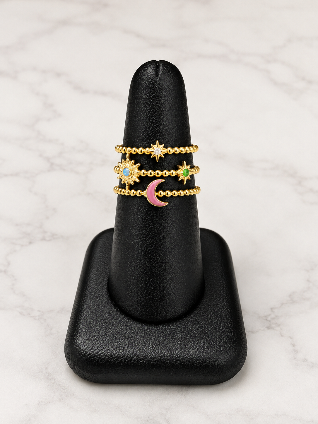 Anillo Sol, Luna y Estrellas Adjustable