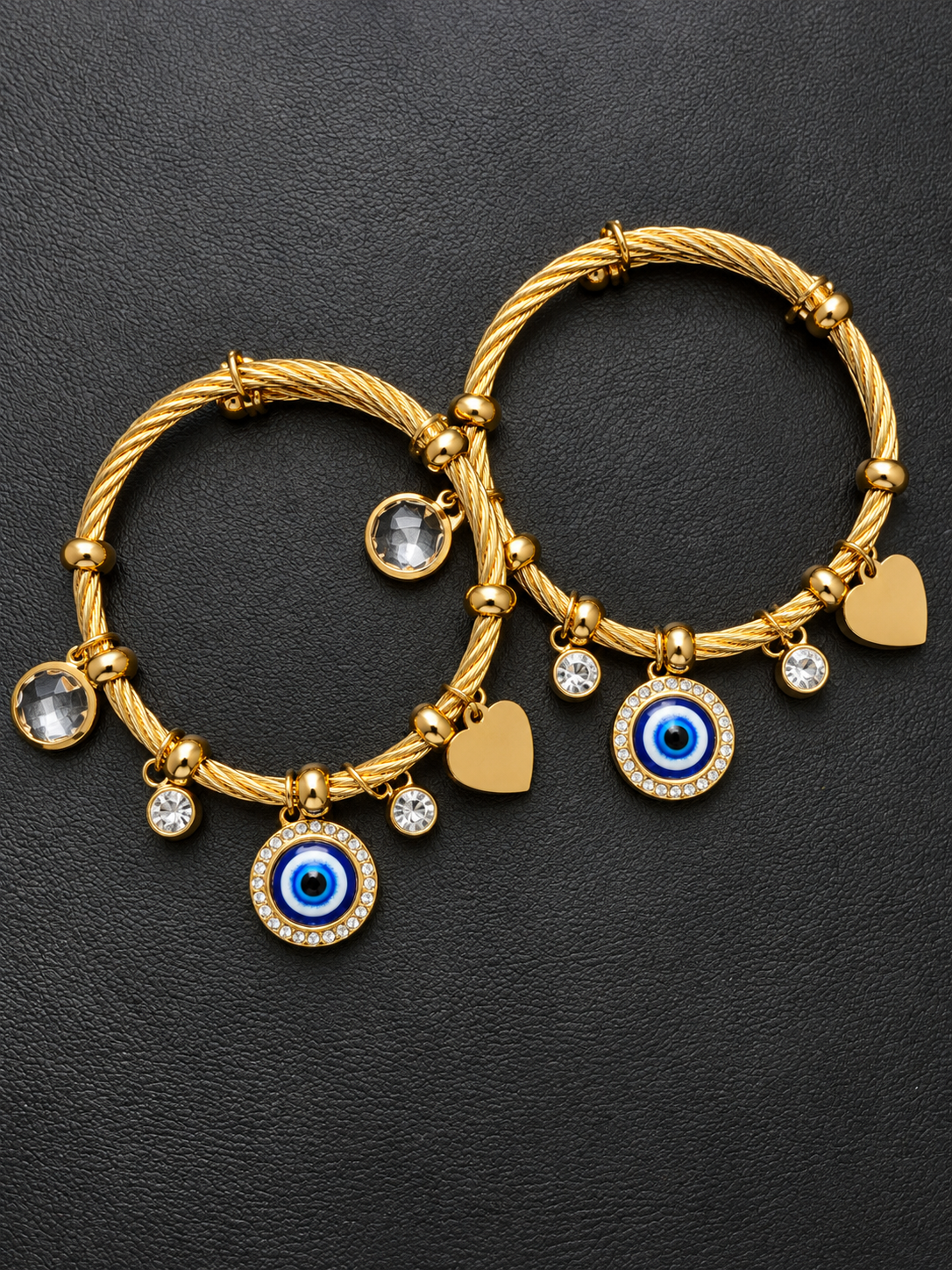 Bangle Dorado Evil Eye Blue