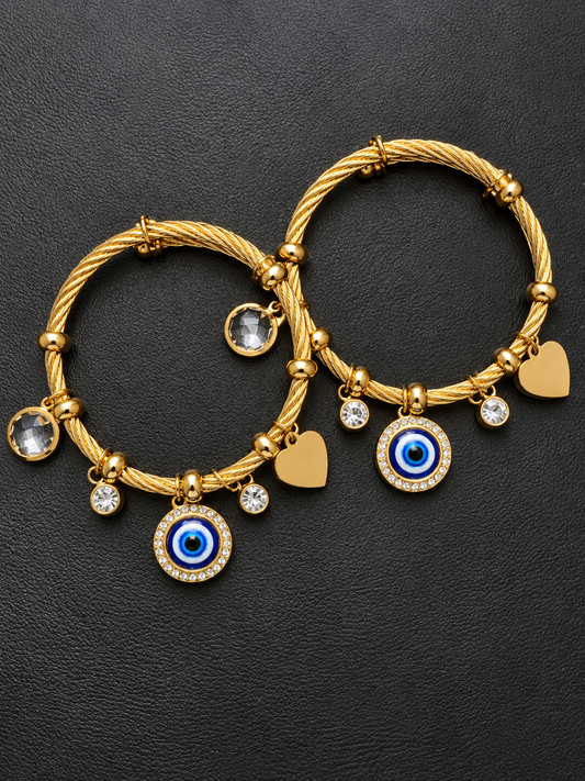 Bangle Dorado Evil Eye Blue