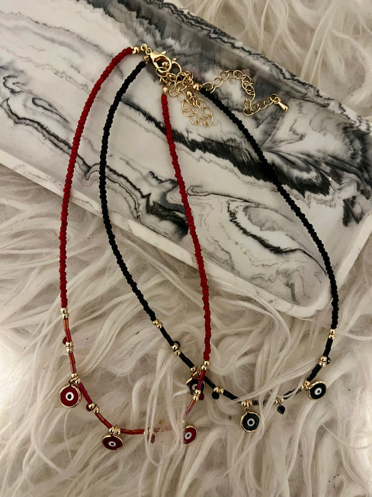 Evil eye beaded necklace