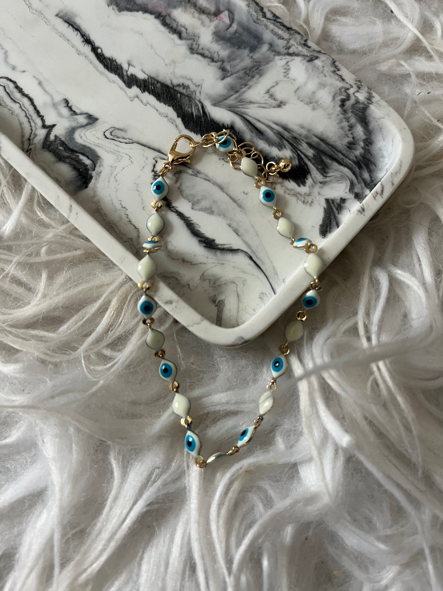 Blue, White and Gold Eye Anklet