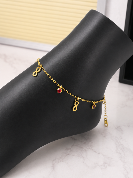 Tobillera Infinito con Cristales Multicolor – Elegancia y Color