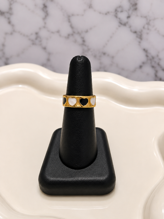 Black and White Heart Ring
