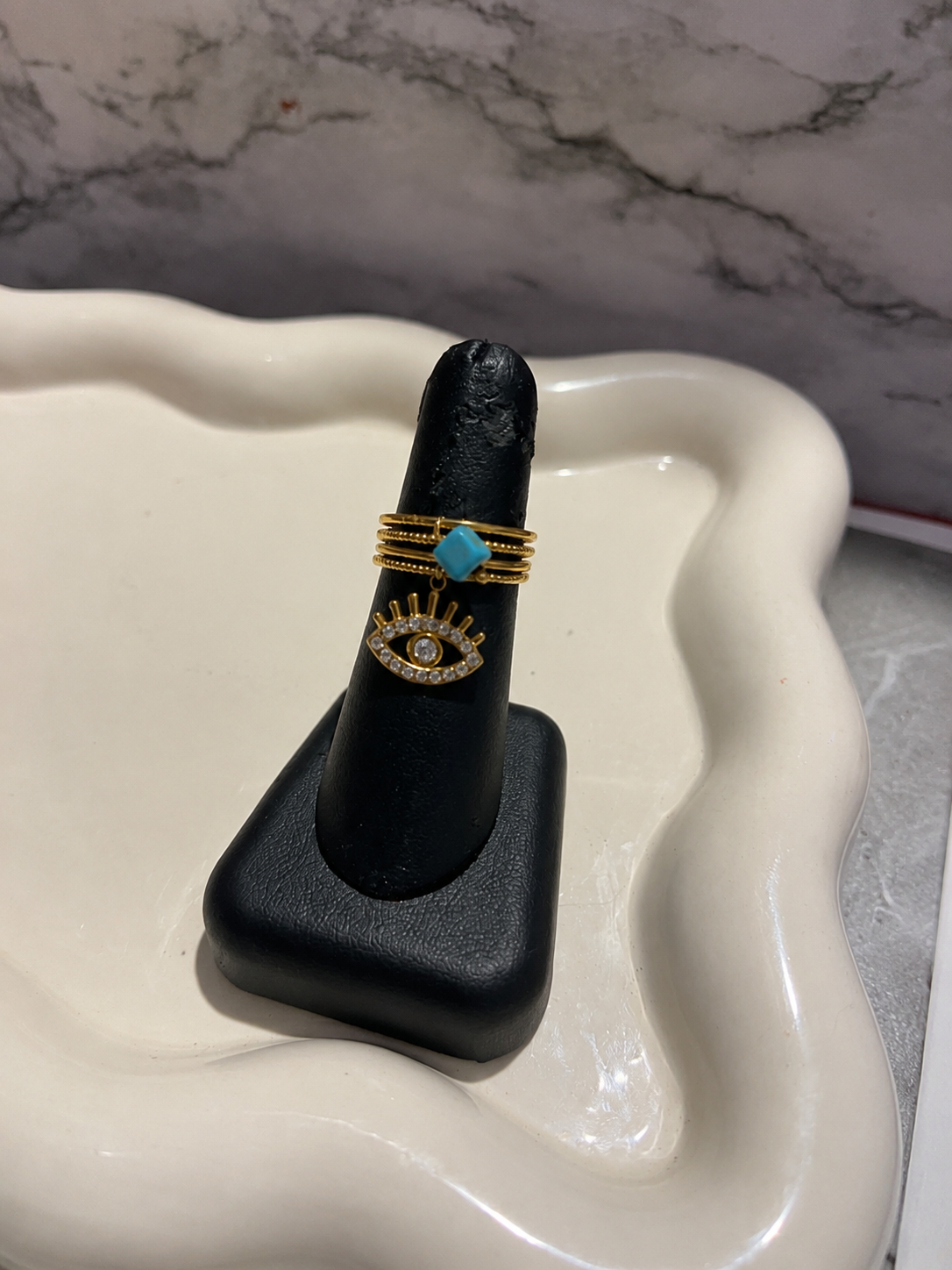 Anillo ojo y turquesa