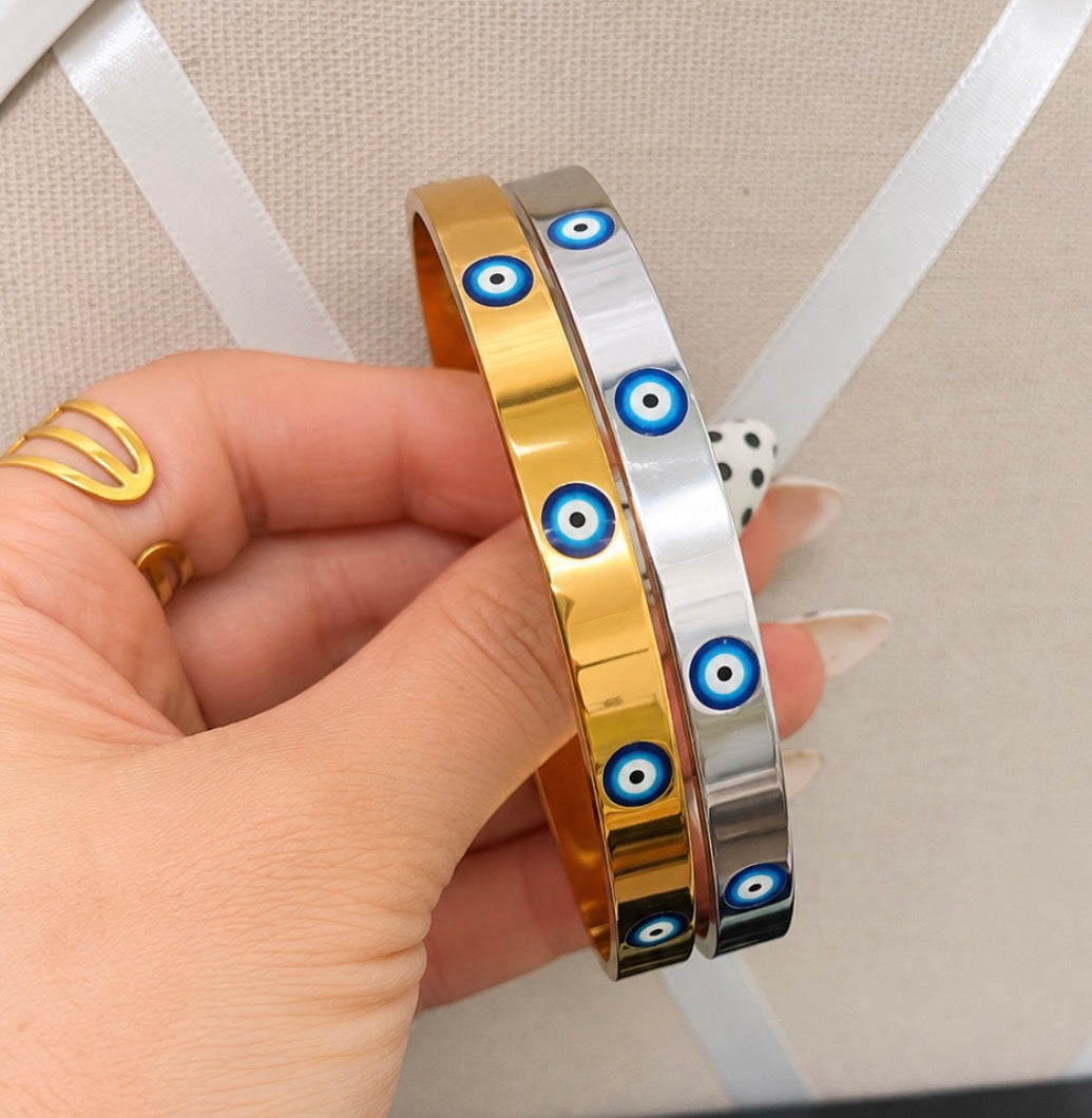 Evil Eye Stainless Steel Bangle Bracelet
