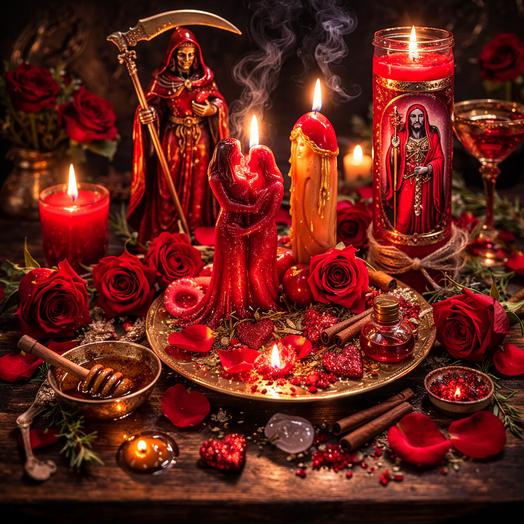 🔥 Conjuro de Amor, Pasión y Atracción 🔥 Con Velon 7 dias ❤️ Con Santa Muerte Roja