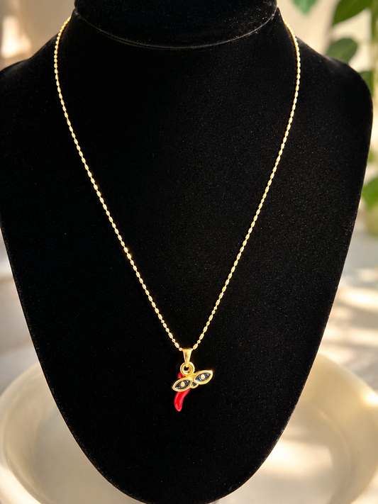 🧿❤️ Collar de Chile Rojo y Doble Ojo Creada por mi