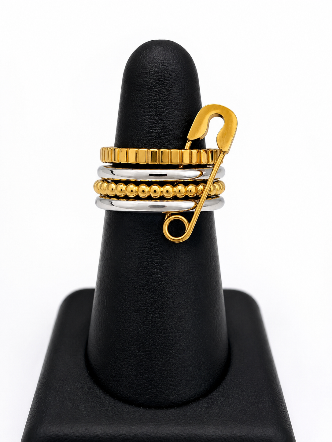Mixed Metal Safety Pin Ring