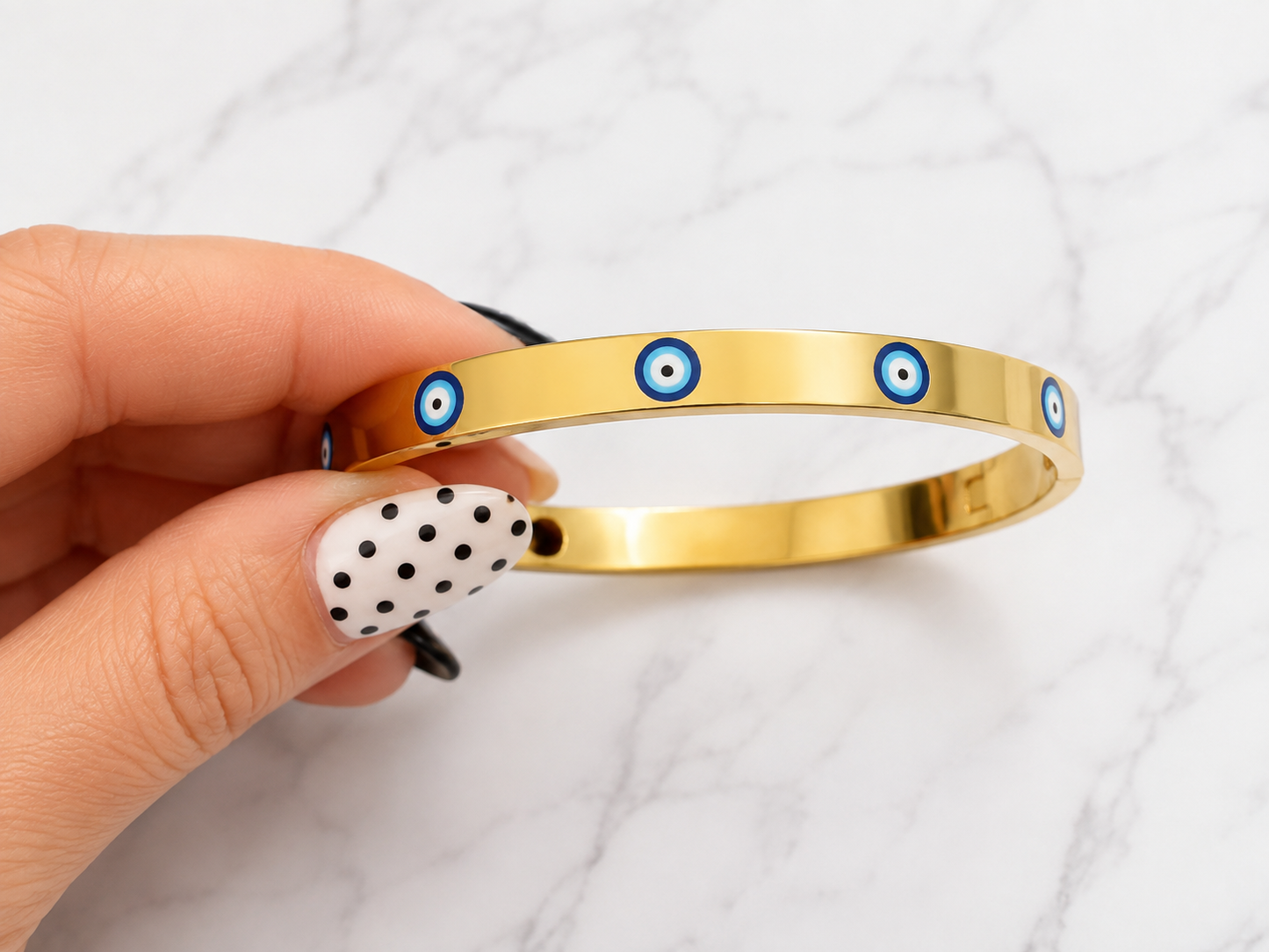 Evil Eye Stainless Steel Bangle Bracelet