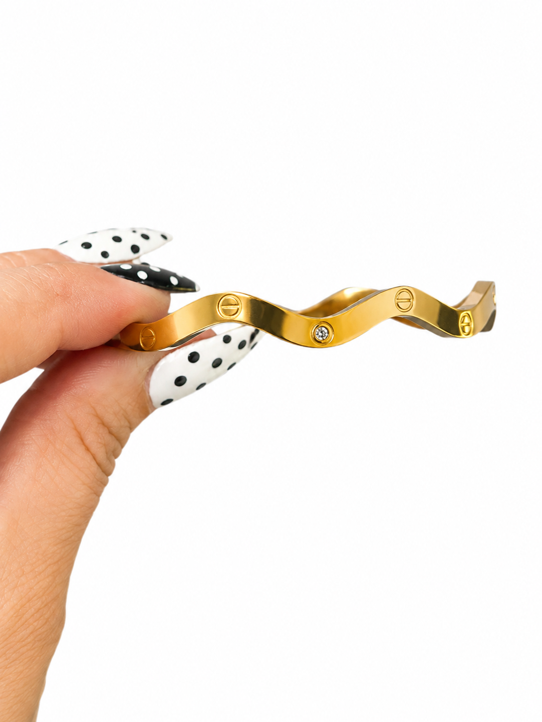 Gold Wave Bangle Bracelet