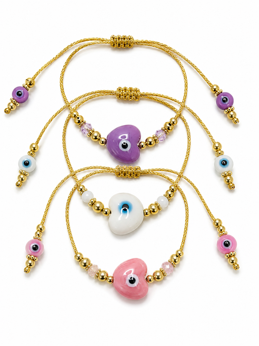 💜 🤍💕Pulsera Corazón Ojo Protector