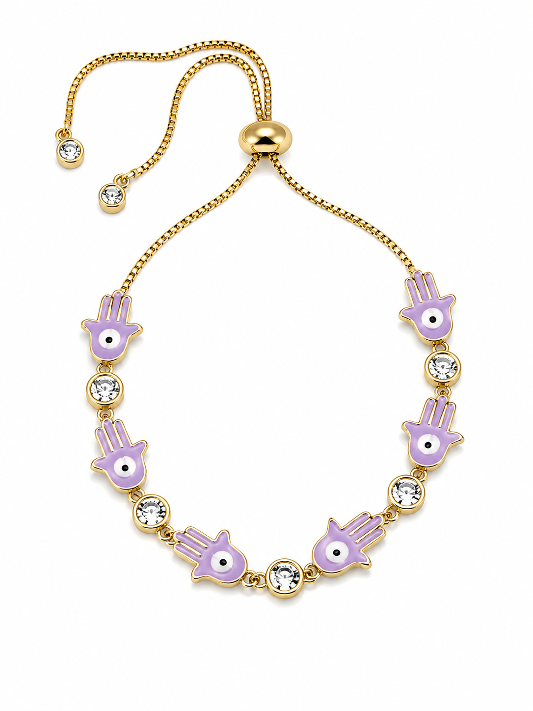 💜 Pulsera Mano de Fátima Lila – Protección