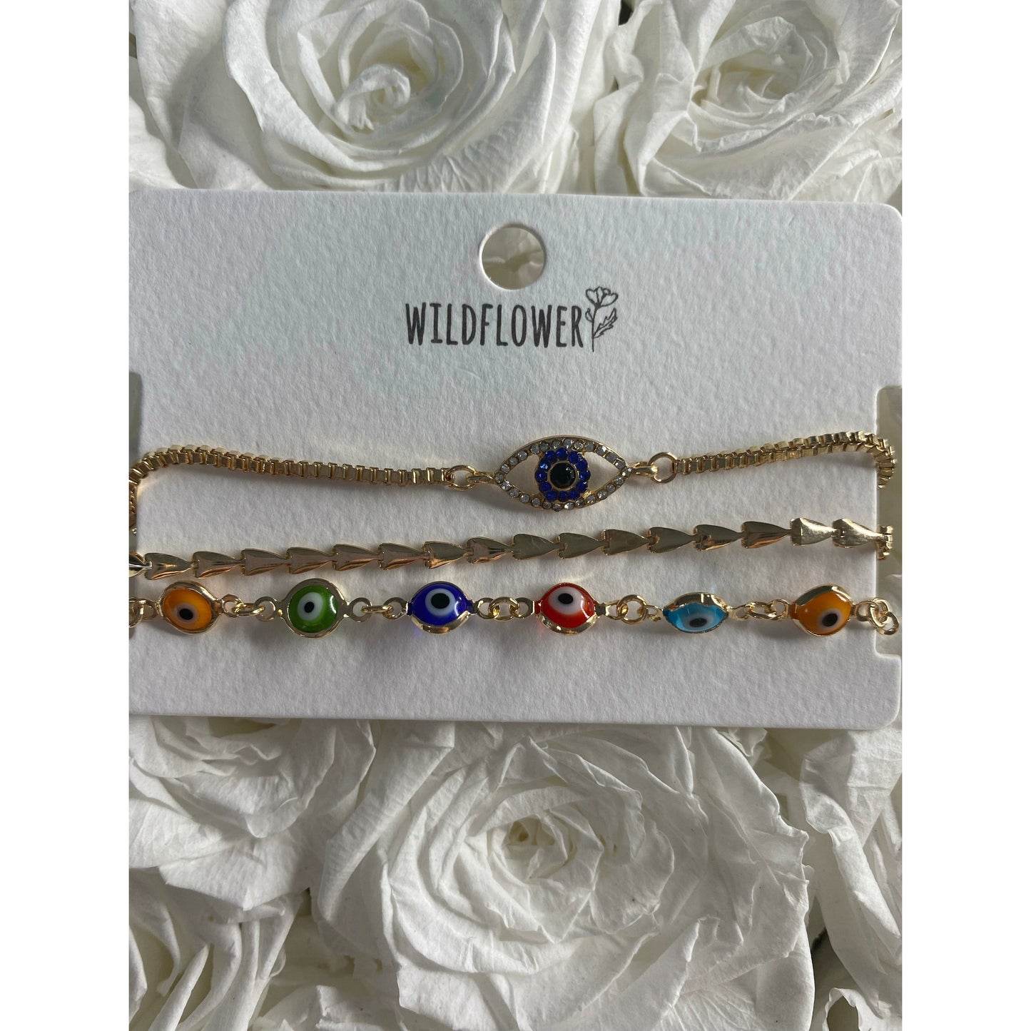 3 piece Evil Eye Bracelets Gold - Life with JessicaS