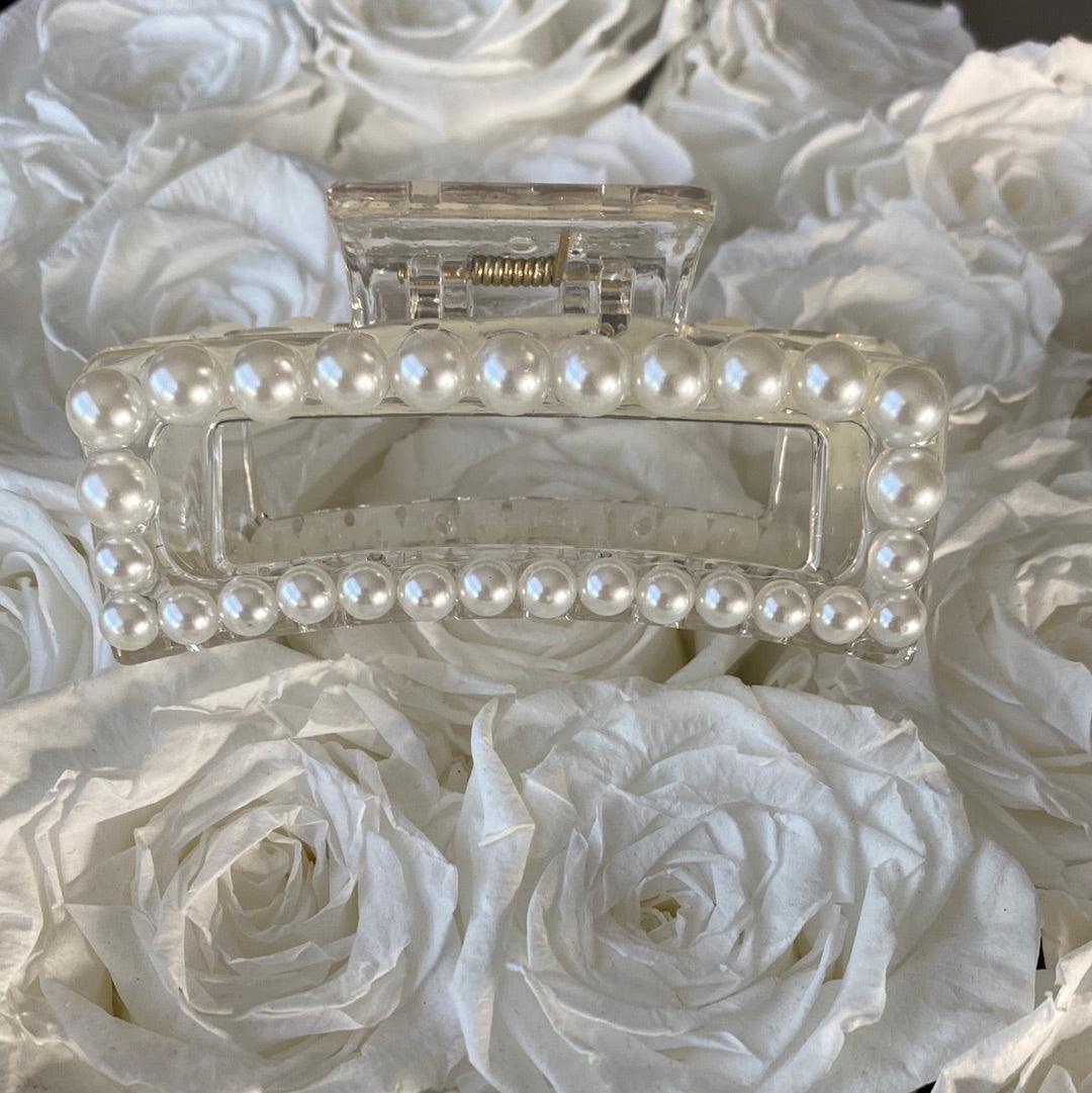 Clear Hair Claw with Pearls - Life with JessicaS
