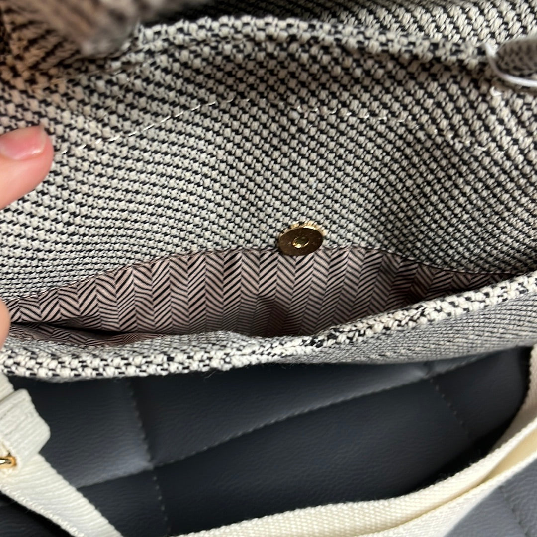 Beige and Black Tote Bag
