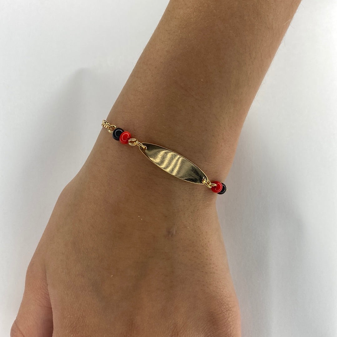 Kids Bracelet with red & black beads Unisex