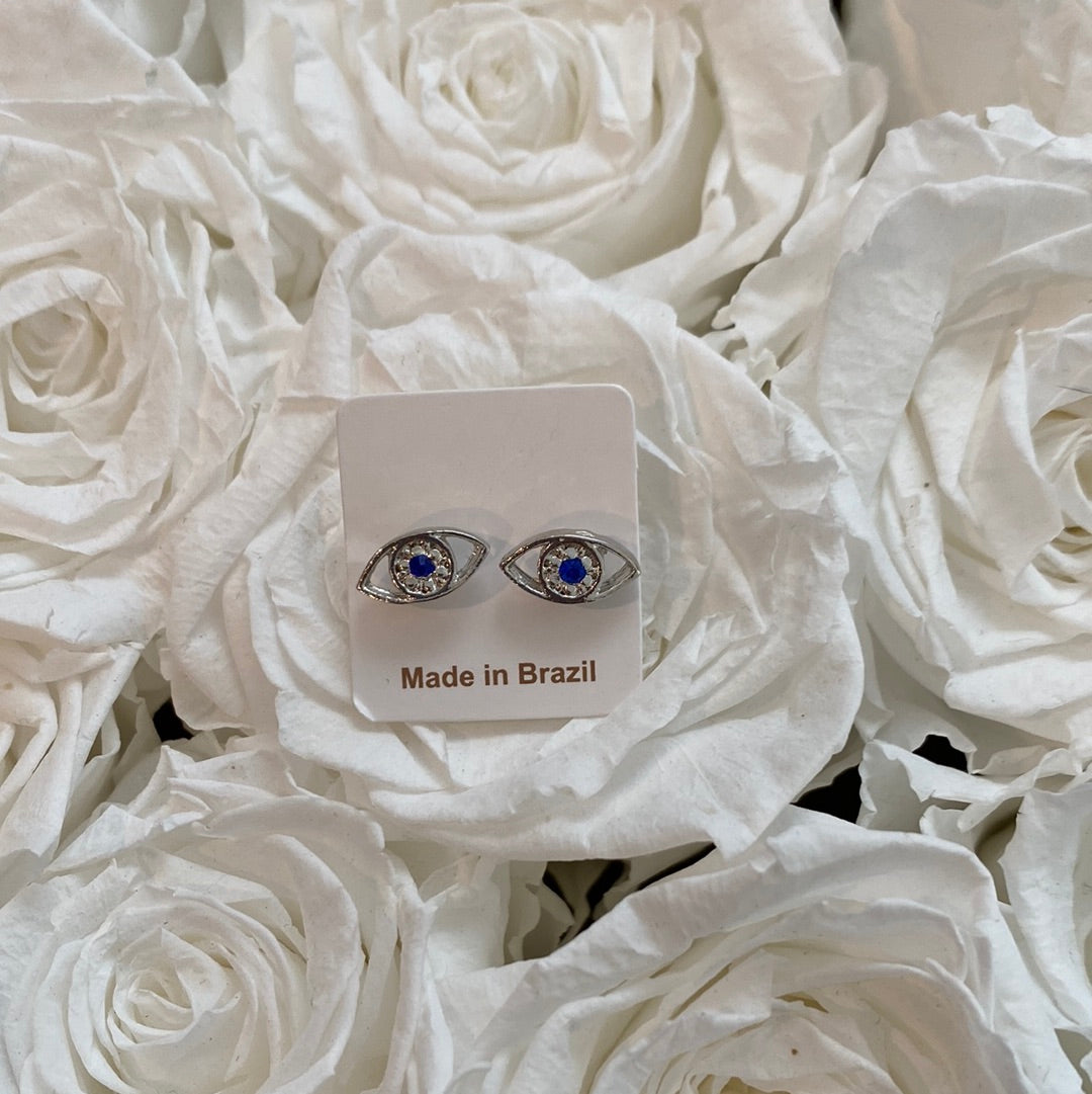 Silver Eye Earrings blue eye