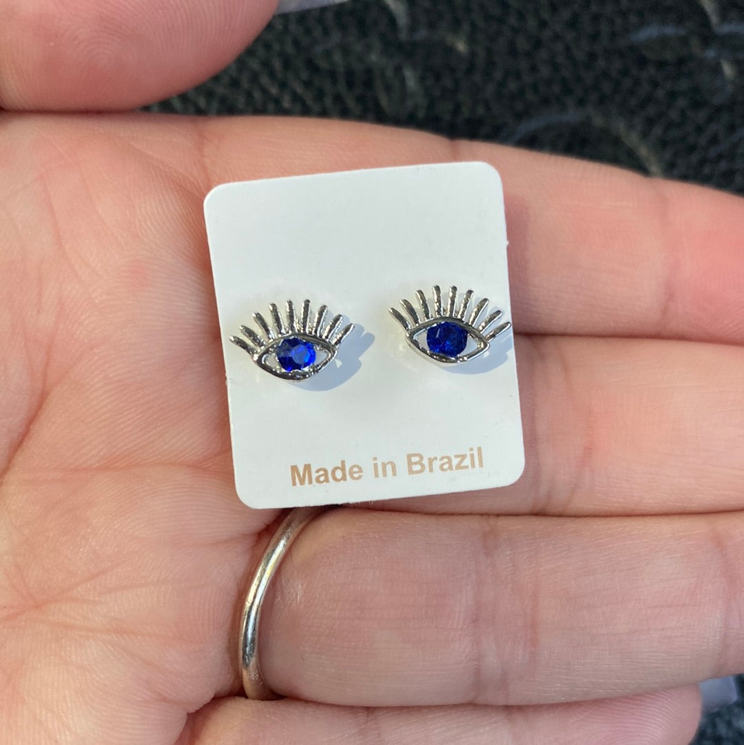 Silver Evil Eye Earrings