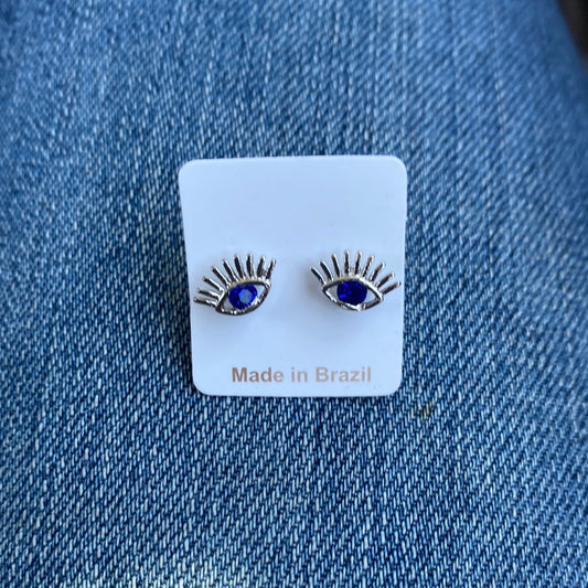 Silver Evil Eye Earrings