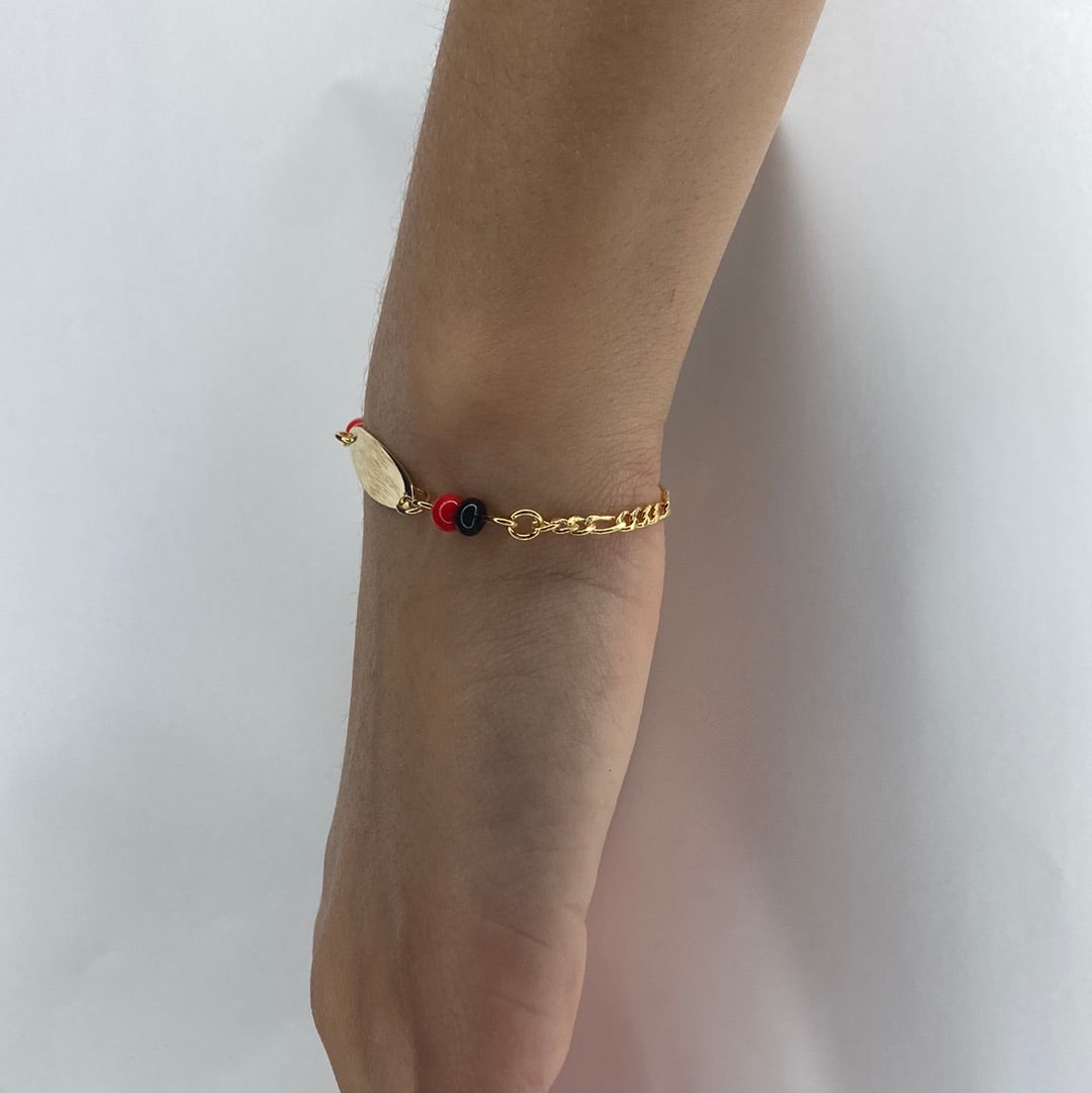 Kids Bracelet with red & black beads Unisex