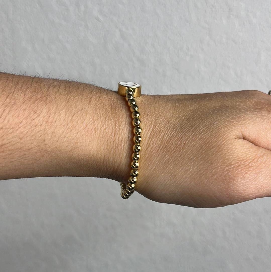 White Smiley stretchy Bracelet