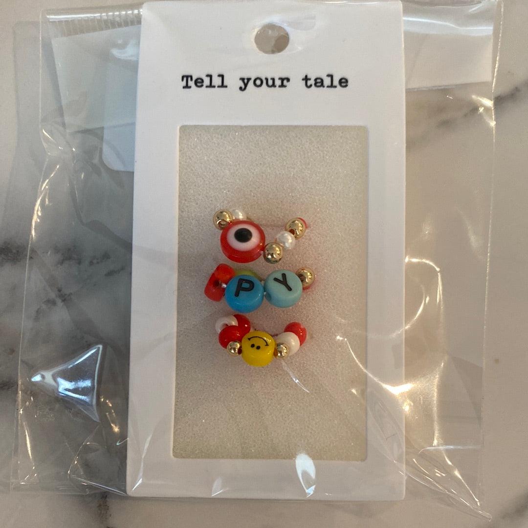 3 Piece stretchy Red Evil Eye ring set - Life with JessicaS