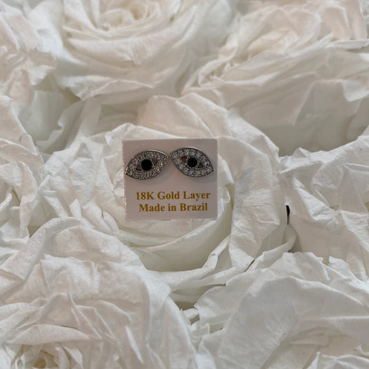 SilverEvil eye Earrings with Black Eye