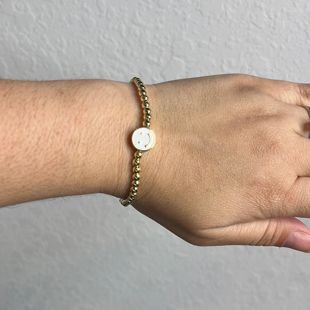 White Smiley stretchy Bracelet