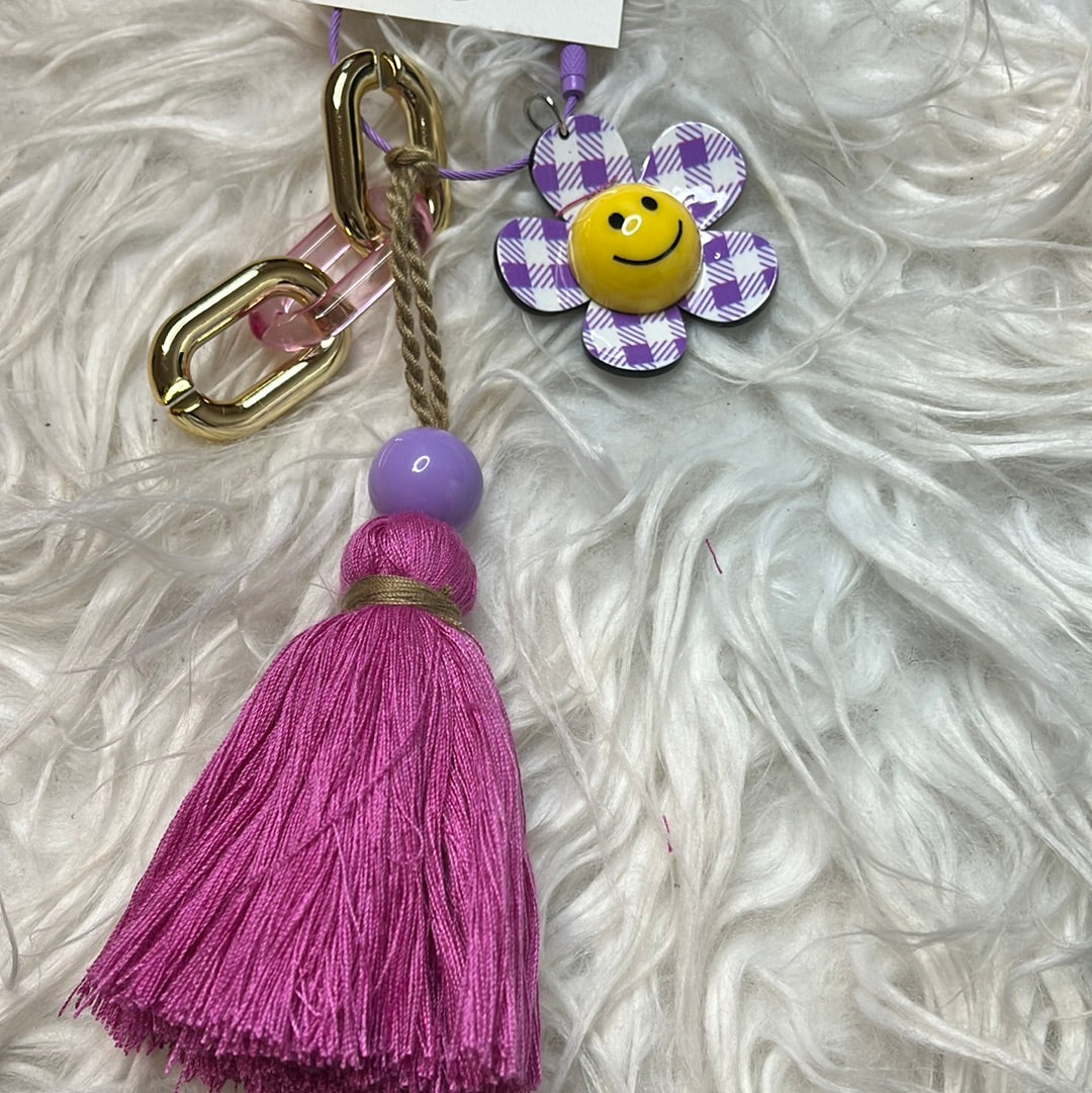 Smiley Face Purple Keychain