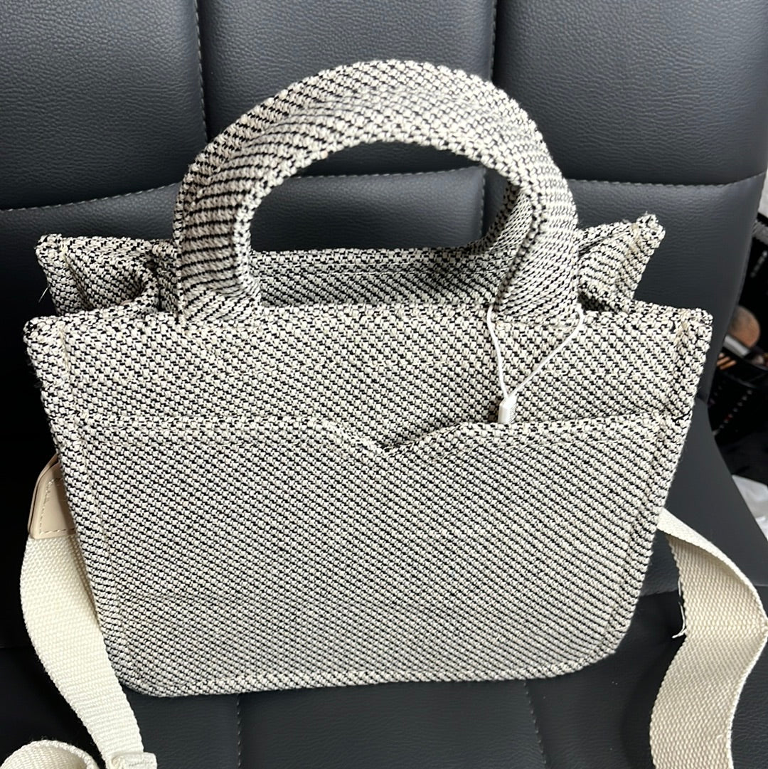 Beige and Black Tote Bag